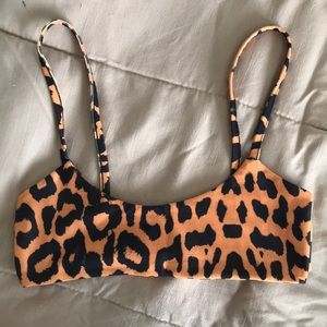 Orange Cheetah Print Low Scoop Bikini Top size 6.